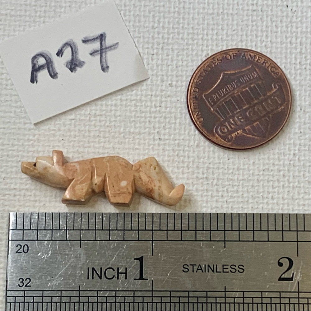 Native American Zuni Hand Carved Wolf Fox Fetish Bead Stone Animal Vintage 1.2" - Picture 13 of 13
